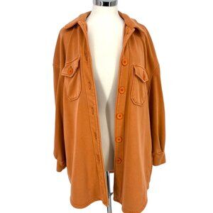 Avec Les Filles Shirt Jacket Shacket Button Down Coat Orange Size Large